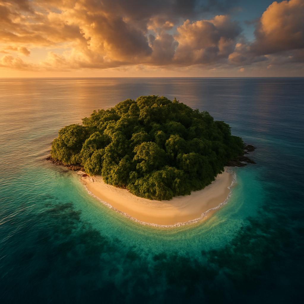 Aerial view of Tenggol Island surrounded by turquoise sea
